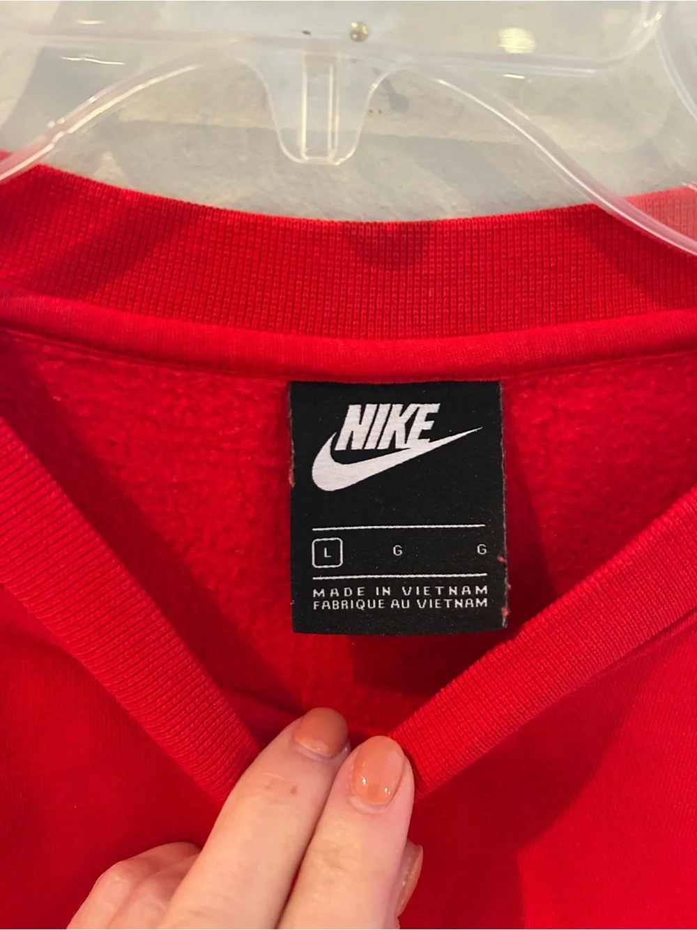 Nike Men’s Red Crewneck Sweatshirt with White Swoosh